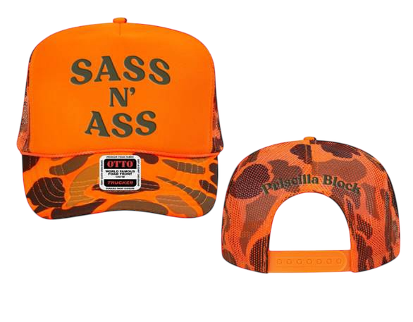 Sass N' Ass Orange Camo Hat