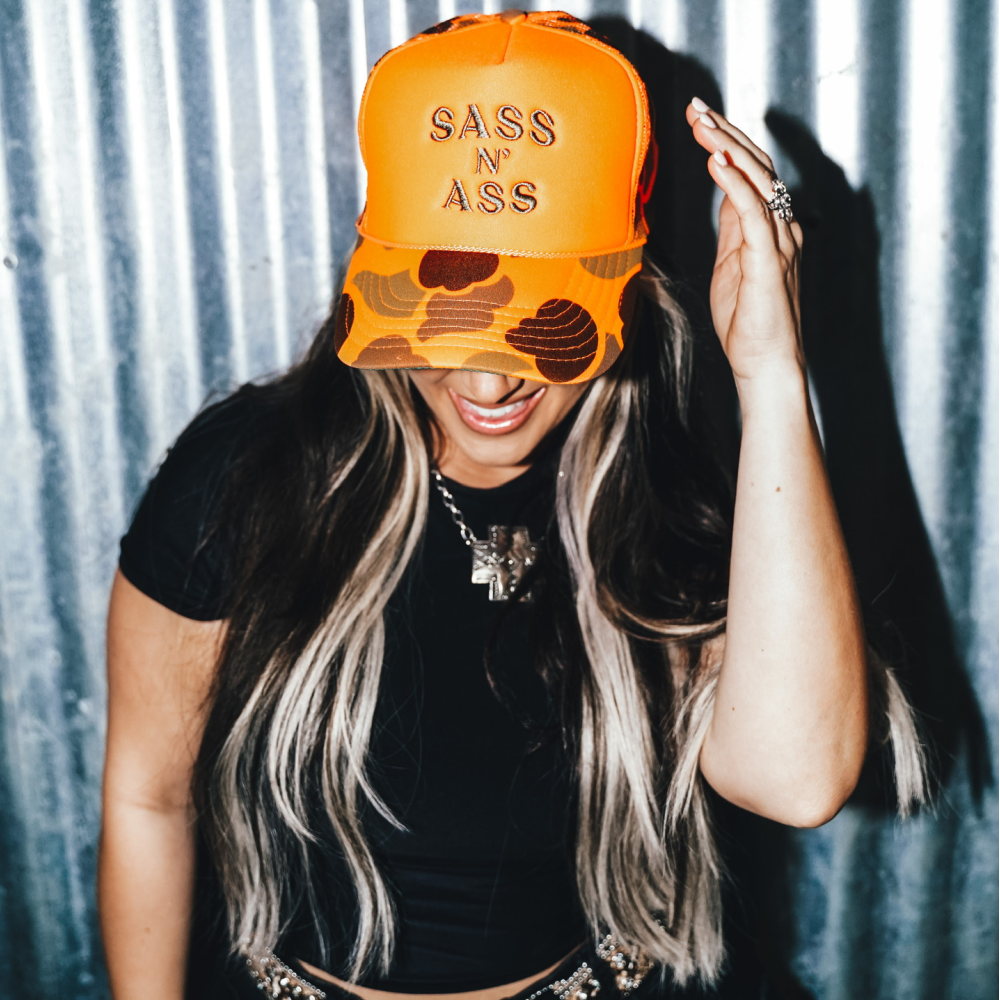 Sass N' Ass Orange Camo Hat